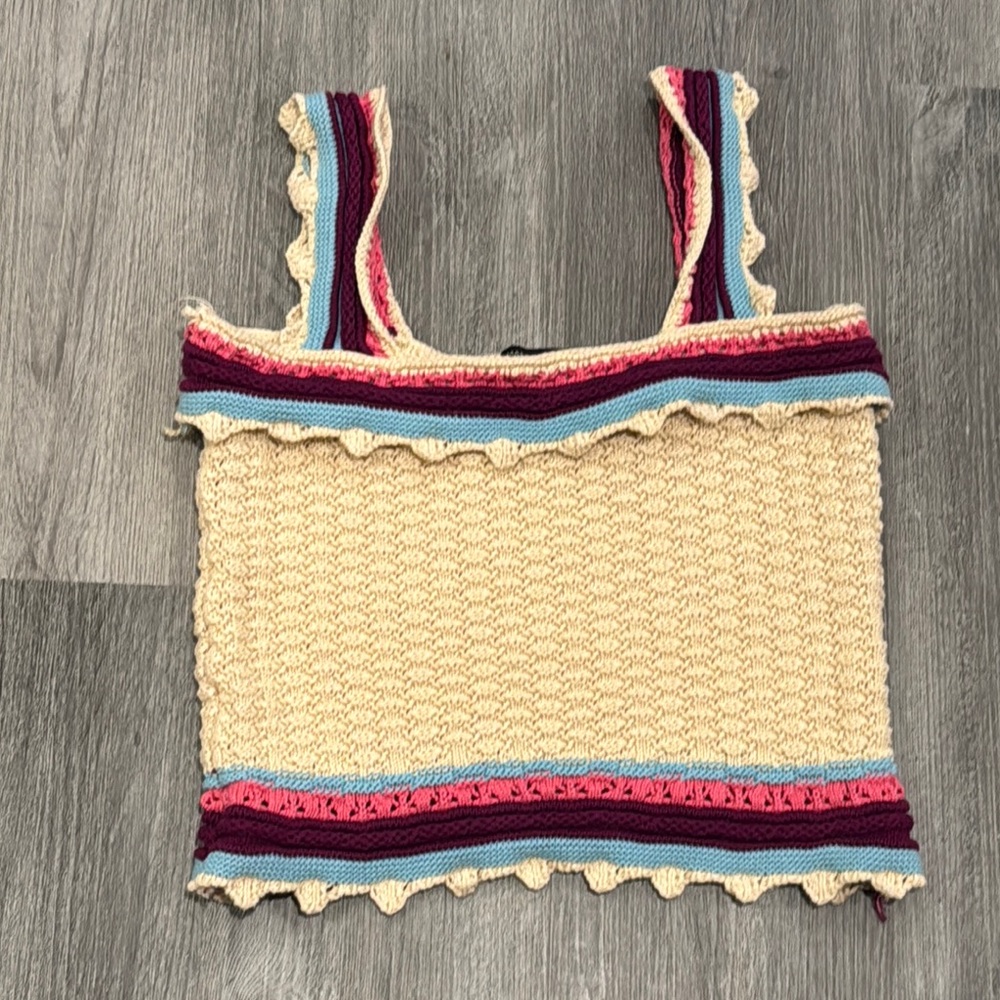 Marc New York Andrew Marc-  Multicolor Chunky Crochet Knit Top Tank - EUC Medium